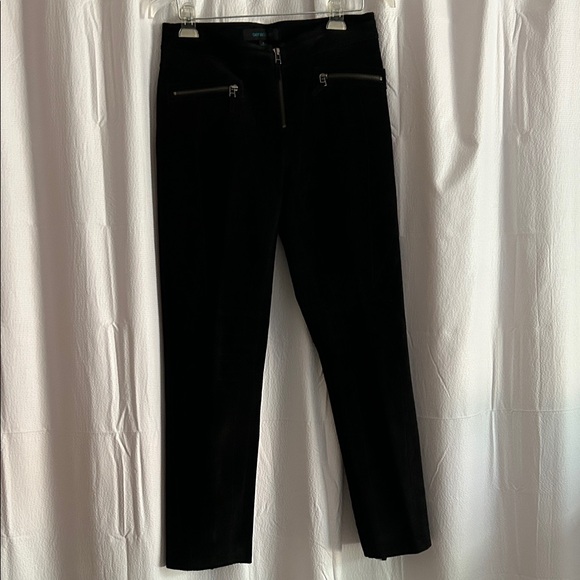 Siena Studio Black Suede Pants with Zipper Details, Size 4 - Picture 1 of 15